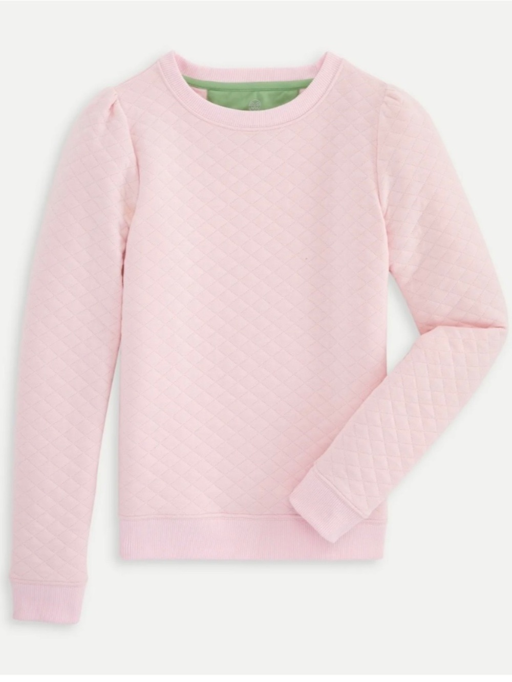 NWT RENWICK quilted puff sleeve crewneck pullover PETAL PINK Size;MEDIUM
